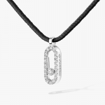 Messika - Care(s) Black Cord Pave Necklace White Gold